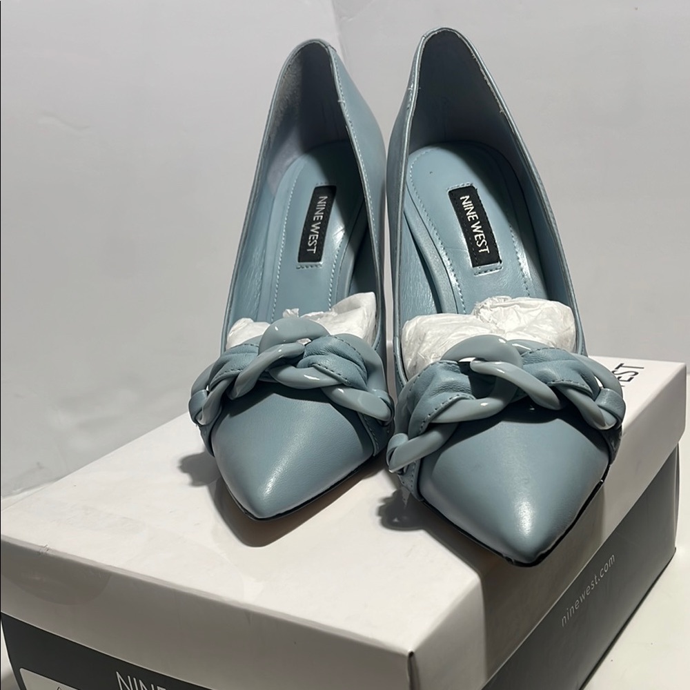 Nine West Blue Heels with Chain Detail